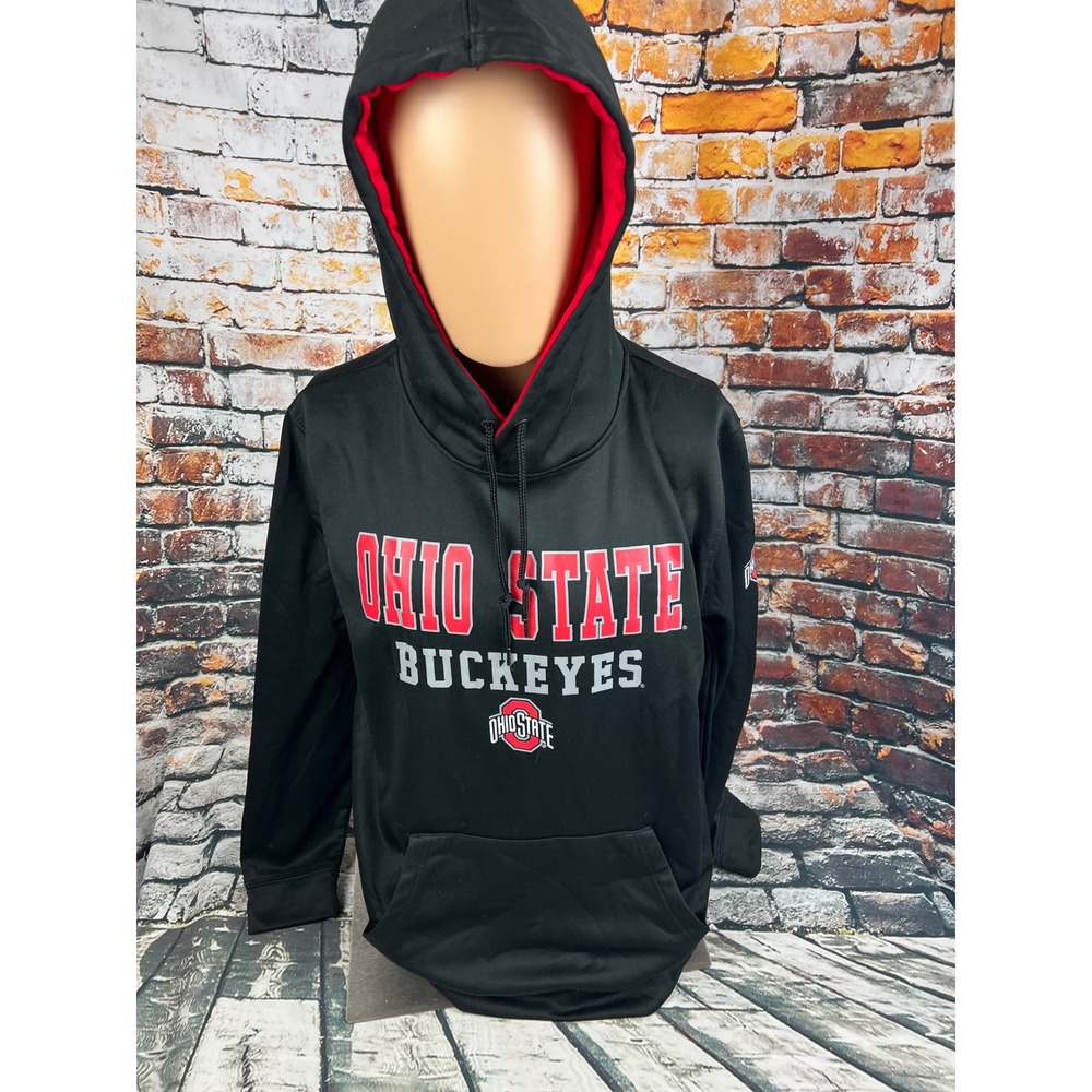 Colosseum Mens Ohio State Buckeyes Hoodie‎ Black Red Pullover Sweatshirt Large